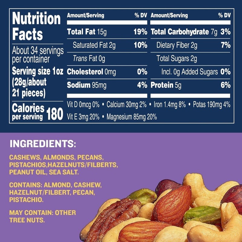Salted Deluxe Mixed Nuts in Resealable Jar, Plant Based Protein Snack, Party gallery