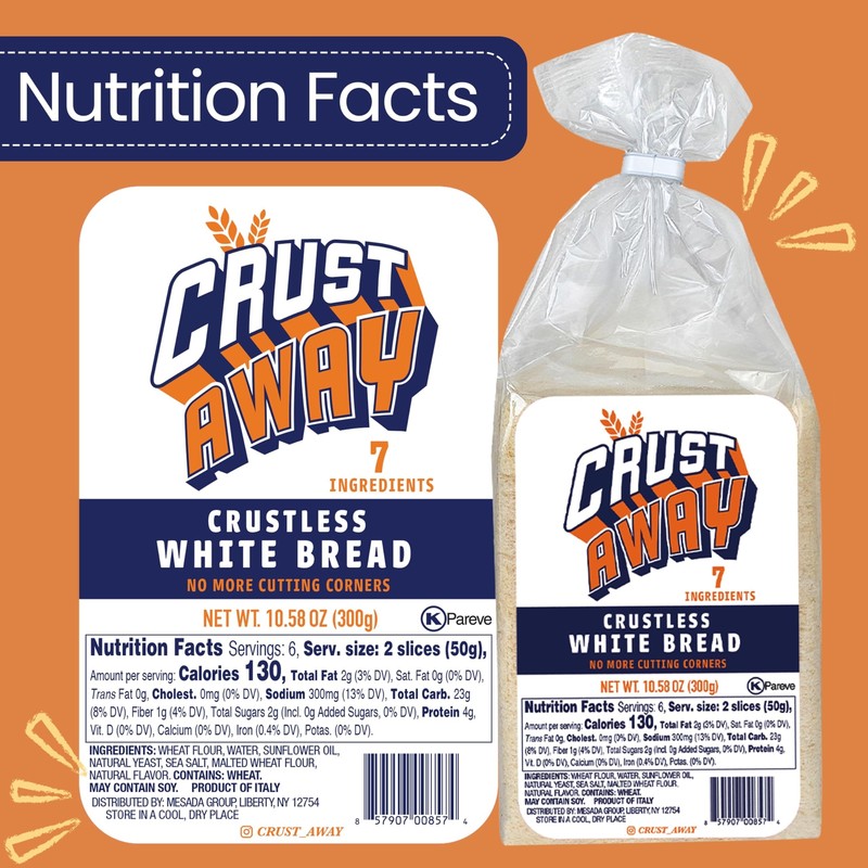 Crust Away Crustless Whole Wheat & White Bread – Clean Ingredients – Non-GMO,... gallery