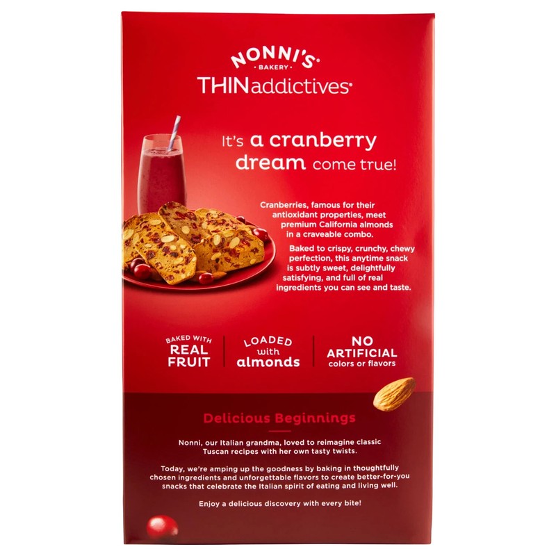 3 Pack - Nonni's THINaddictives Cranberry Almond Crisps 15 pk. gallery