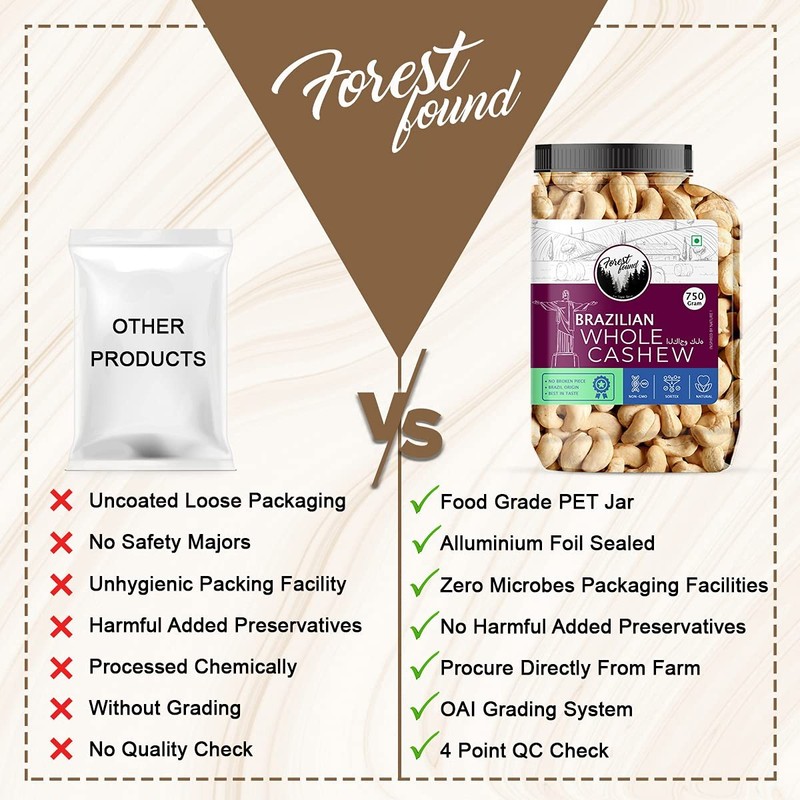Forest Found Jumbo Cashew Nuts 900g | Premium Whole Kaju Authentic Dry Fruits gallery