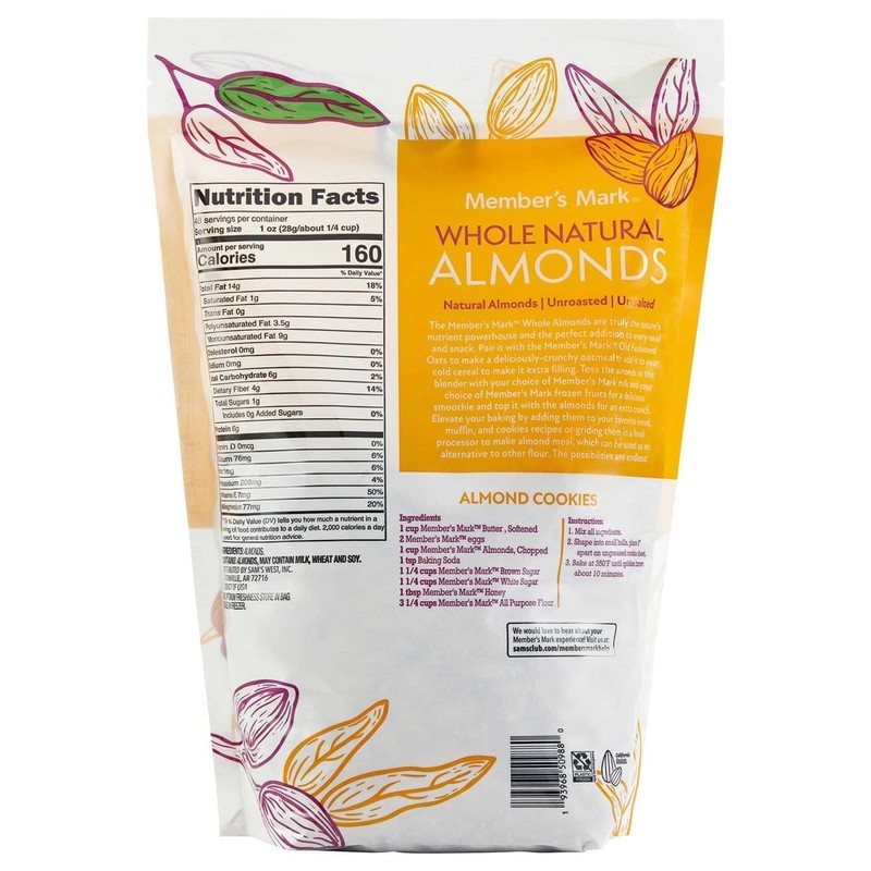 Member's Mark Whole Natural Almonds, 48 Ounce gallery