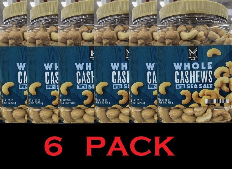 Member’s Mark WHOLE CASHEWS With Sea Salt 33 oz Tub – 6 PACK