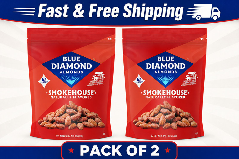 Blue Diamond Almonds Gluten Free Smokehouse Flavored Snack Nuts, 25 Oz (2 Pack)