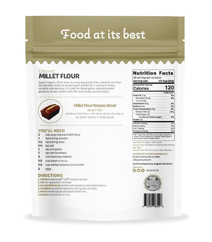 Quay Naturals Organic Millet Flour 2lb | USA-Grown & Milled | Stone-Ground, G... gallery