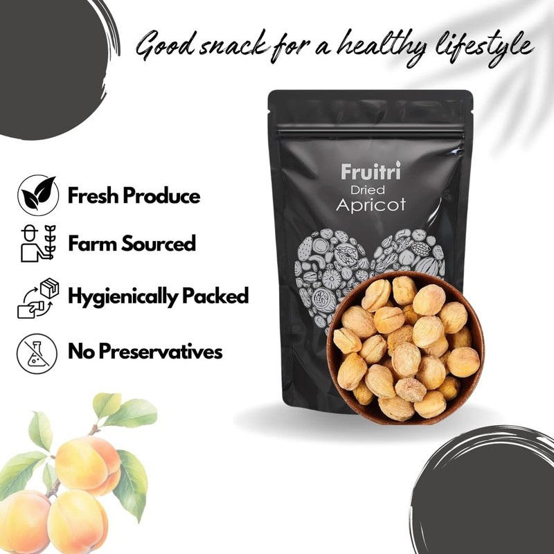 Fruitri Premium Dried Apricot Dry Fruits, Soft And Big Size Khumani, 500 Gram gallery
