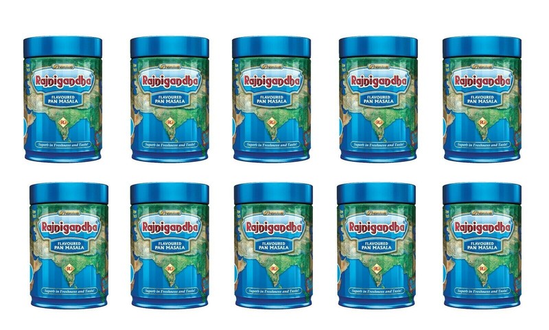 Rajnigandha Premium Mouth Freshener Flavoured Pan Masala Tin Dabba Pack 10X100g