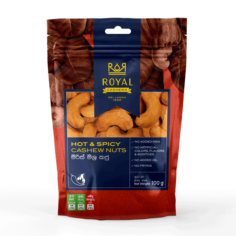 CASHEW NUTS Pack Hot & Spicy Whole Fresh Taste Organic Ceylon Pure Natural 100g