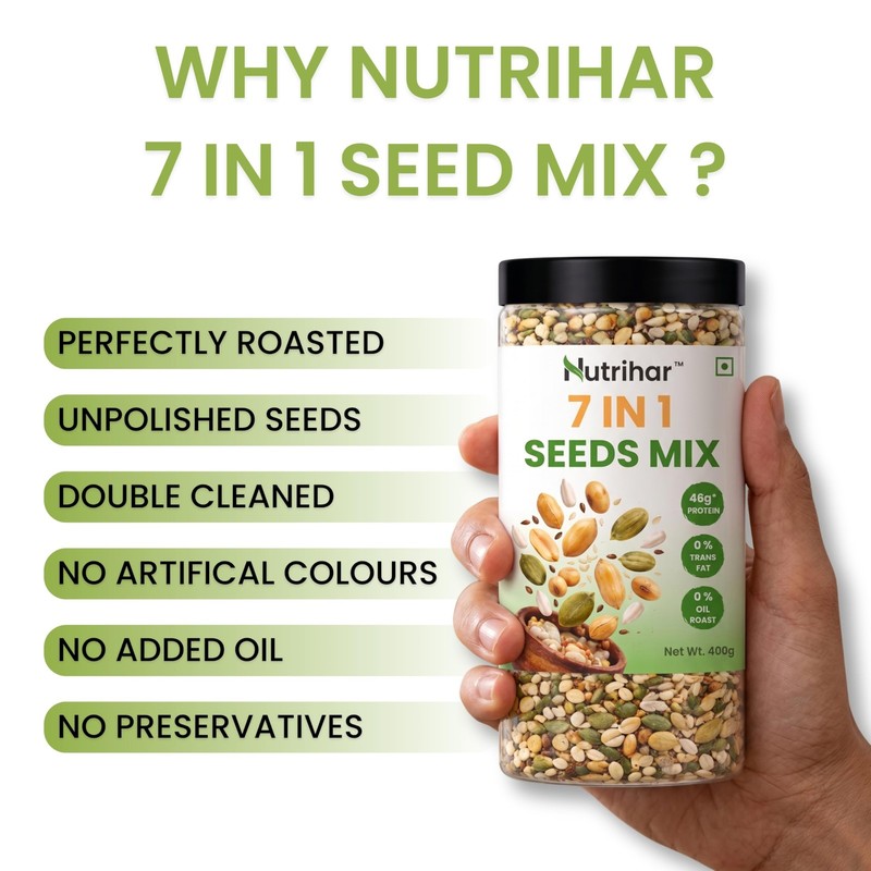 Nutrihar 7 in 1 Roasted Seed Mix 1kg Superfood Power Mix Healthy Snack Pack gallery