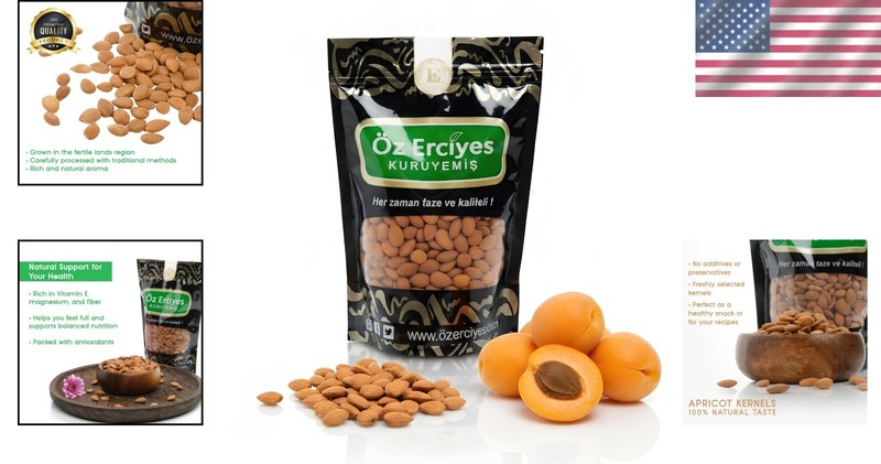 Sweet Raw Apricot Seeds in 8.8 Oz Resealable Pouch - Healthy Snack gallery
