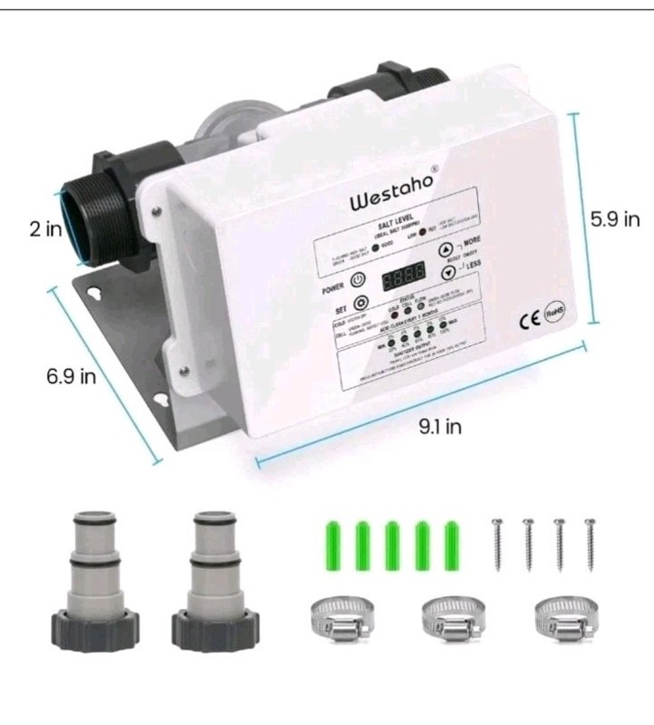 Westaho HSCG-09 Pool Saltwater Chlorine Generator Titanium Cell System Unit New gallery