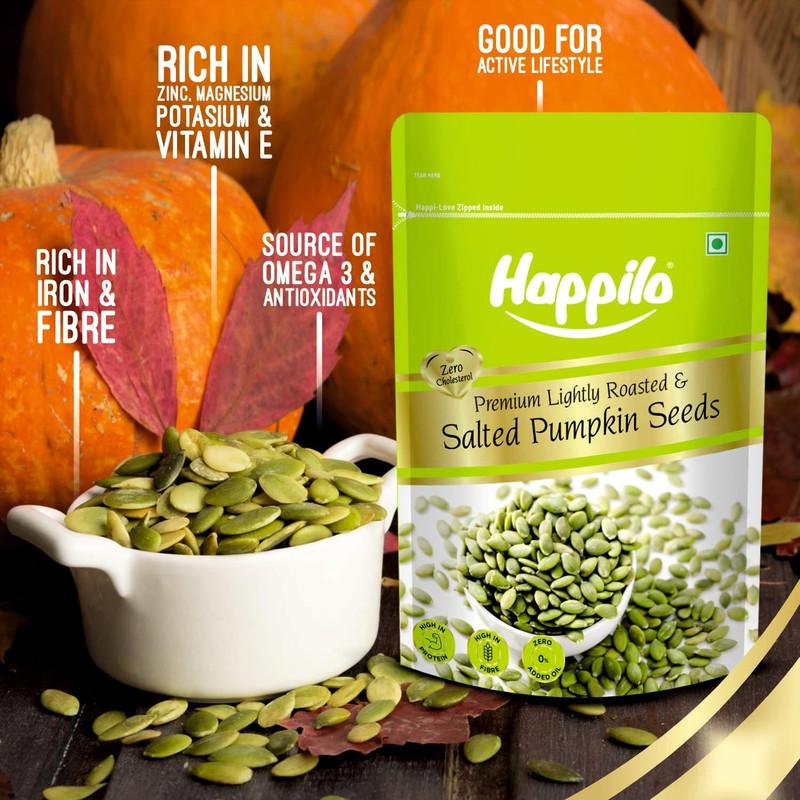 Happilo Roasted Pumpkin Seeds 200g | Premium Lightly Salted, Fiber-Rich Snack gallery