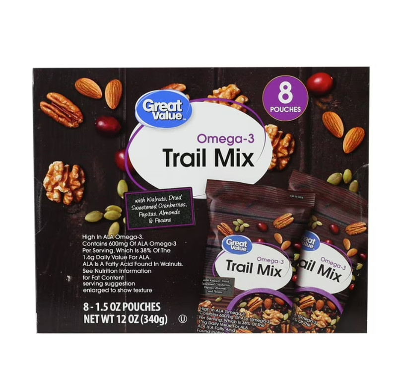 (5 pack) Great Value Omega-3 Trail Mix, 1.5 oz, 8 Count gallery