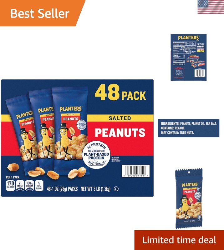Kosher Certified Salted Peanuts – 48 Count Bags of Deliciousness and Protein