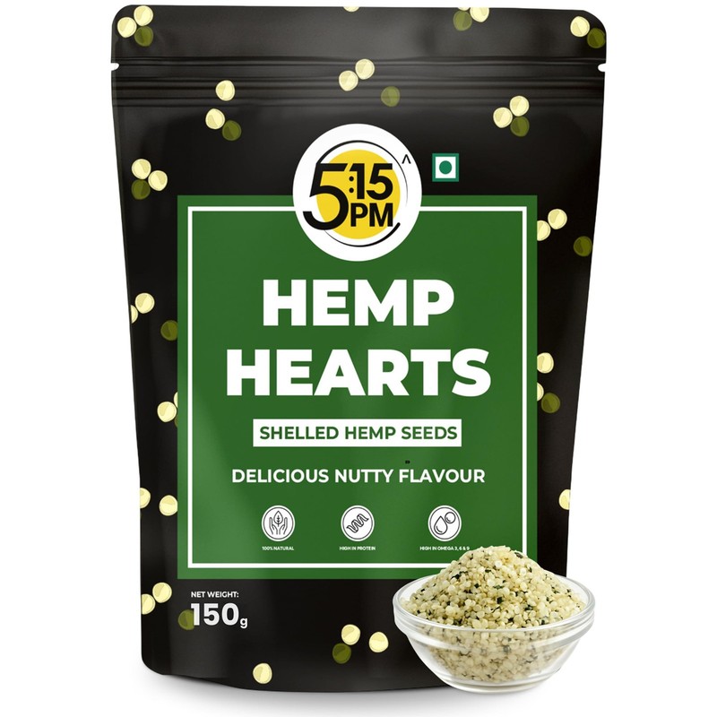 5:15PM Hulled Hemp Seeds 150g | Raw, Shelled | Protein & Omega-3 Snack