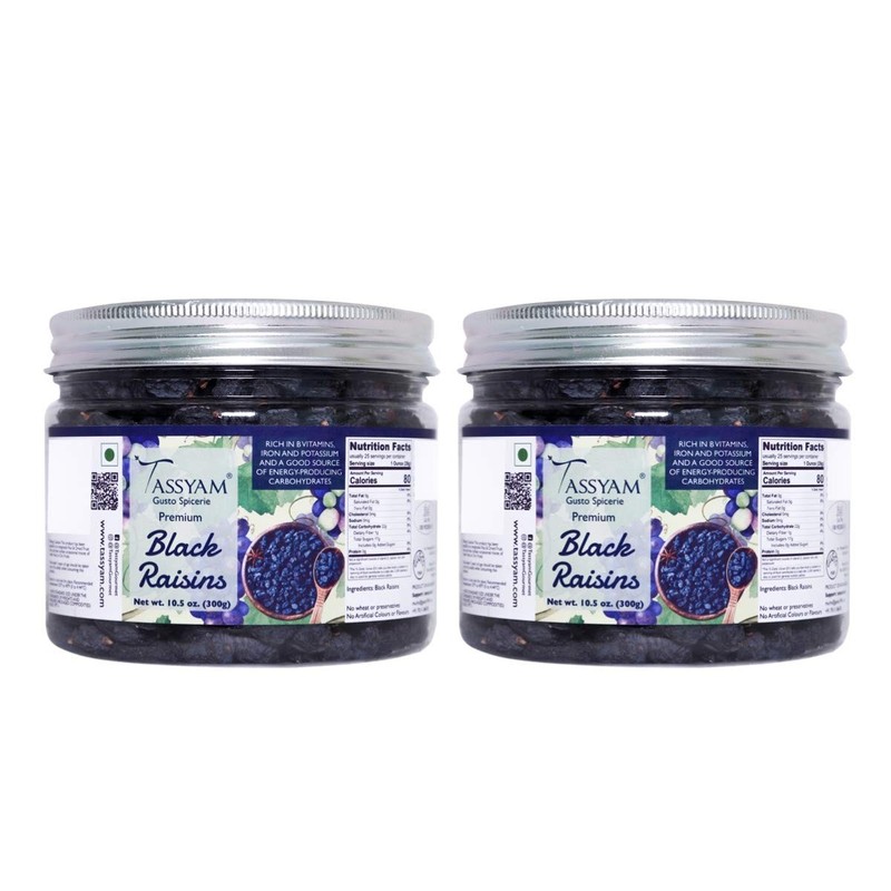 Tassyam Premium Black Raisins 600g | Healthy Natural Dry Fruits Luxury Pack