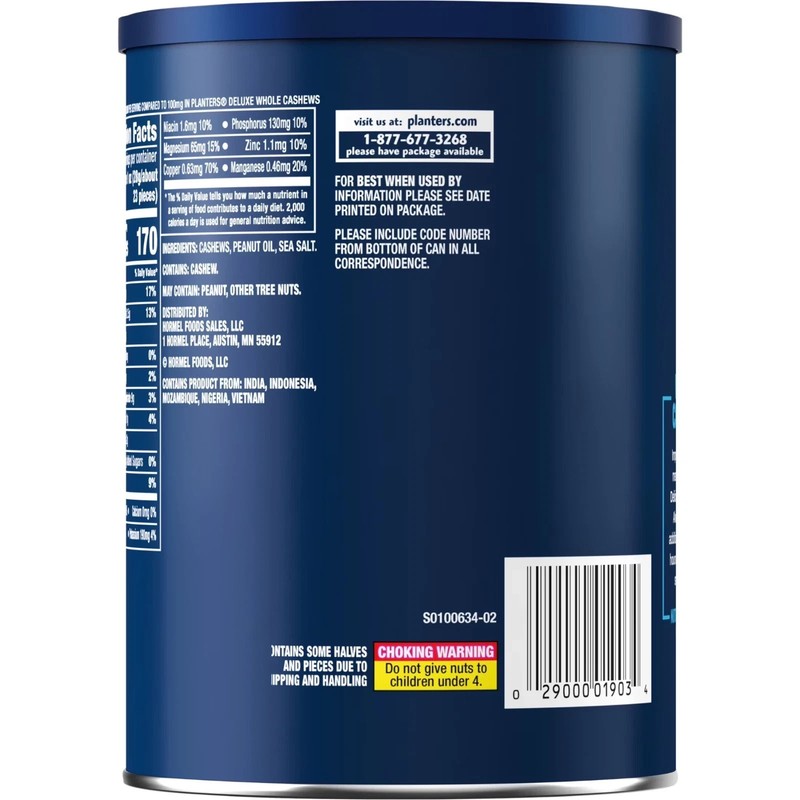 Planters Deluxe Lightly Salted Whole Cashews 18.25 oz Canister gallery