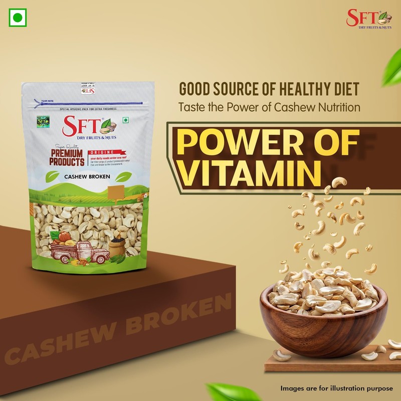 SFT Broken Cashews 200g | Premium Gluten-Free Kaju Plant Protein Dry Fruit Pack gallery