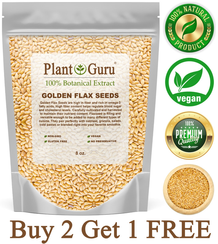 Golden Flax Seeds Whole 8 oz. Omega-3 NON GMO 100% Pure Linseed Flaxseed Bulk
