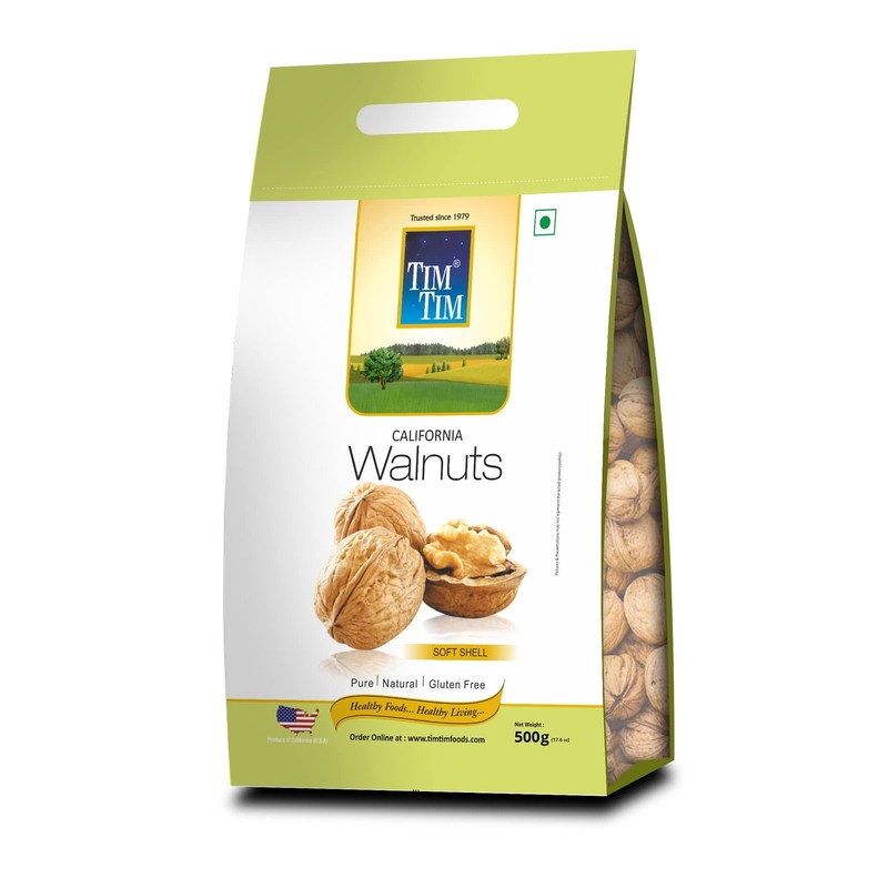Tim Tim Jumbo Walnuts 500g | Inshell Akhrot | Healthy Dry Fruit Snack