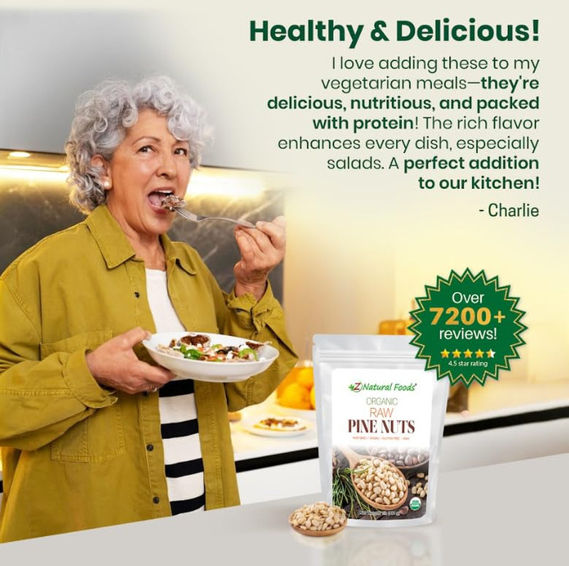 Z Natural Foods Organic Pine Nuts - Raw Nutrient-Dense Superfood Packed in Airti gallery