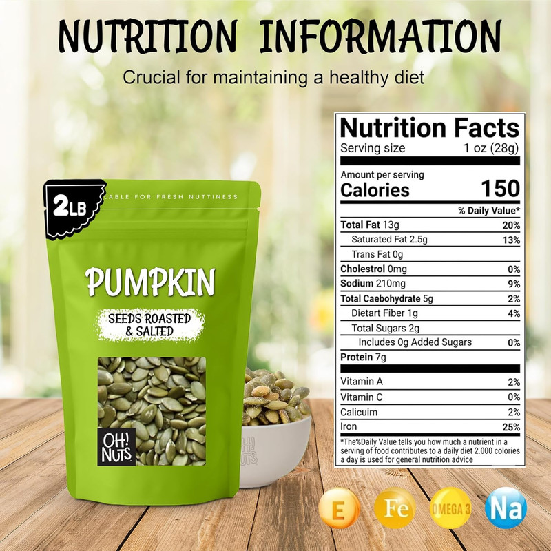 Pumpkin - Roasted Salted - 2 Lb - No Shell Pepitas - Packed in New York Zip-Sea gallery