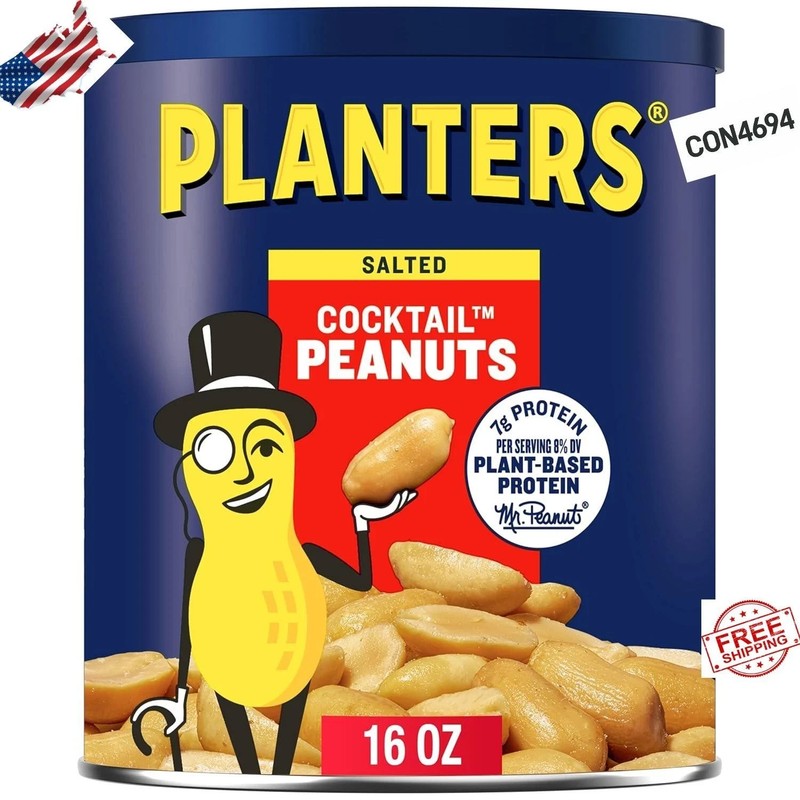 PLANTERS Salted Cocktail Peanuts, Party Snacks, Plant Based Protein 16oz 1
