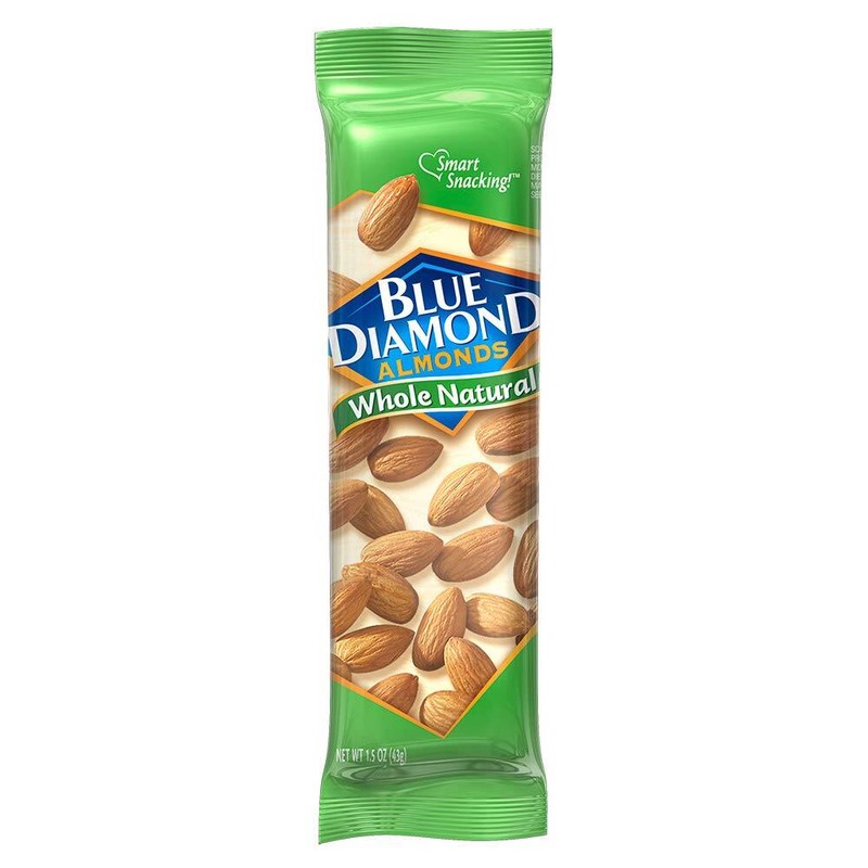 Blue Diamond Whole Natural Raw Almonds 12 Pack 1.5oz Single Serve Bags