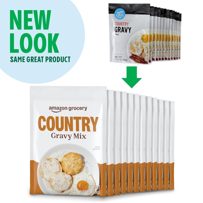 Brand - Happy Belly Country Gravy Mix, 1.37 ounce (Pack of 12) gallery