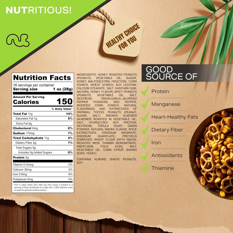 - Party Bar Nut Mix, Sweet & Savory Pub Snack - Smoked Almonds, Pretzels, Tof... gallery