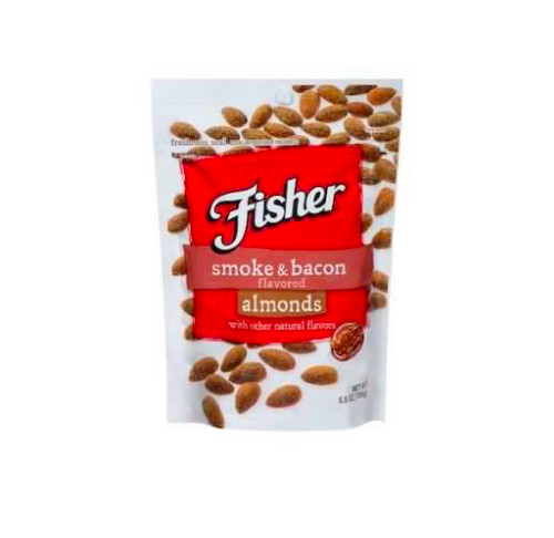 Keto snacks: Fisher Smoke and bacon flavored almonds 5.5 oz 3 packs