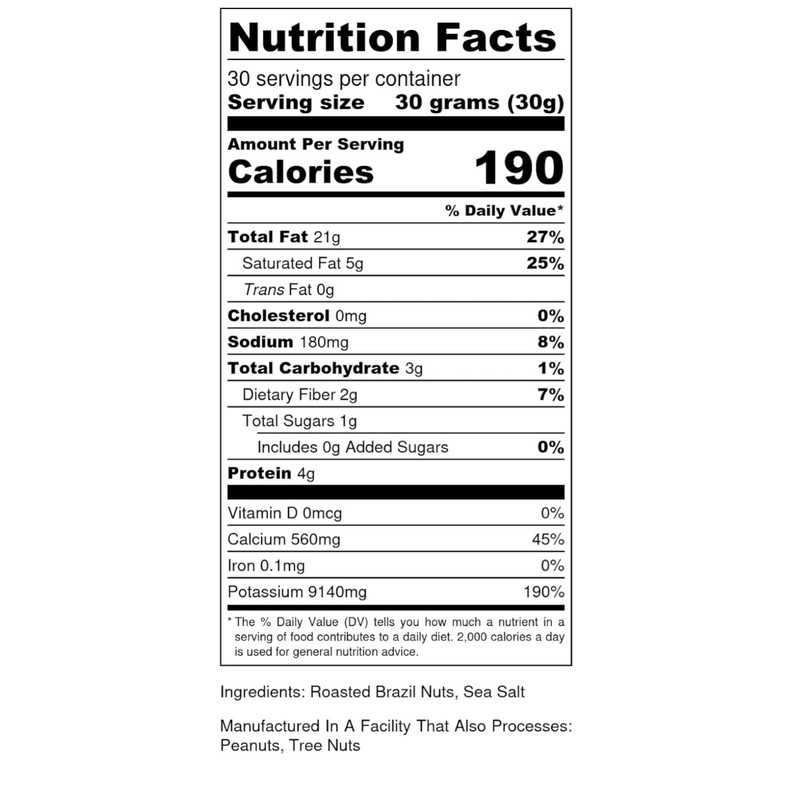 Dry Roasted Brazil Nuts, Sea Salt, 2 lb