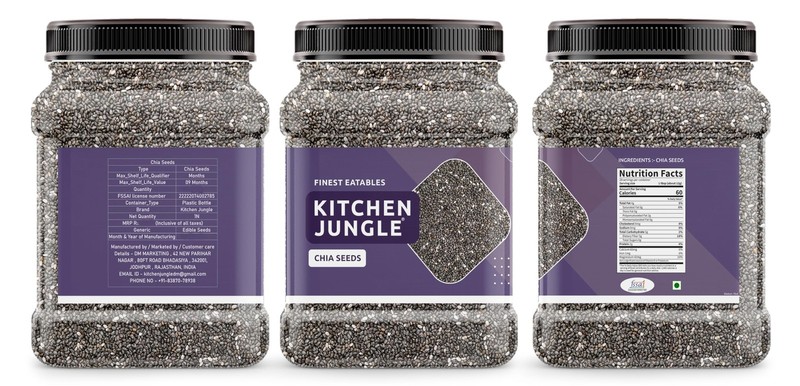 Kitchen Jungle Raw Chia Seeds 1kg | Omega-3 Rich | Non-GMO, High Fiber Snack gallery