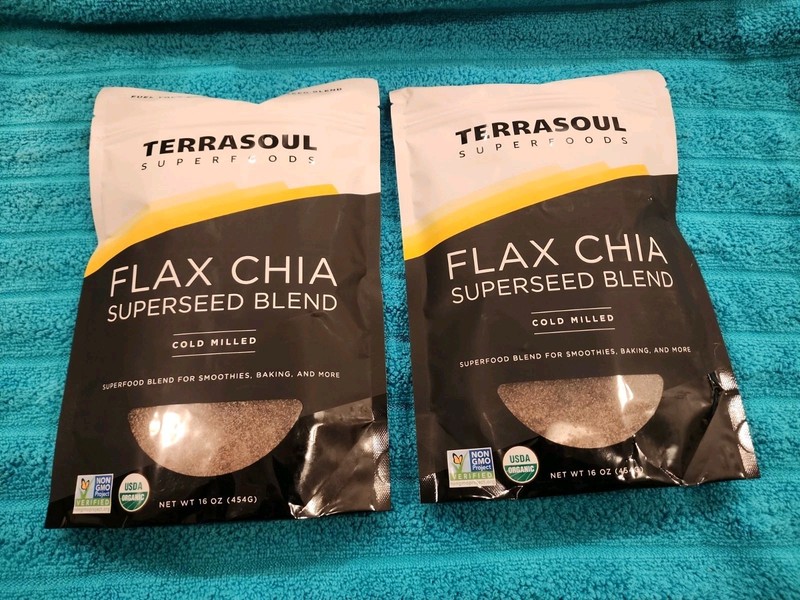 Set Of 2 16oz Terrasoul Superfoods Organic Flax & Chia Superseed Blend Non GMO