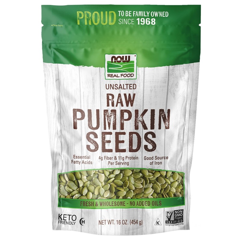 NOW Foods, Pumpkin Seeds, Raw, Unsalted, 1-Pound