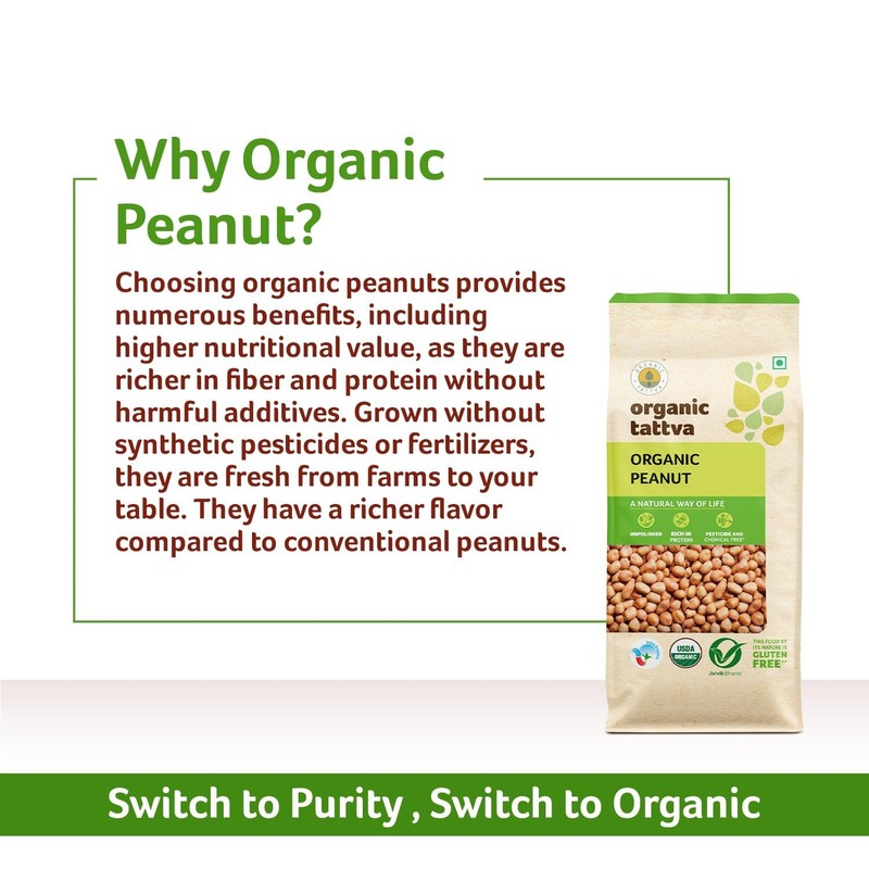 Organic Tattva, Organic Raw Unpolished Peanuts/Groundnuts, 500 gram gallery