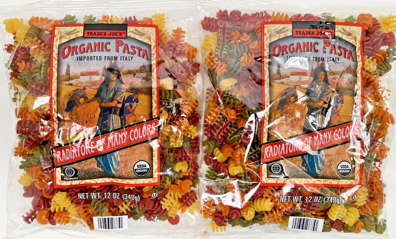 2X Pack Trader Joe’s Organic Pasta Vegetable Radiatore Many Colors 12 oz Each