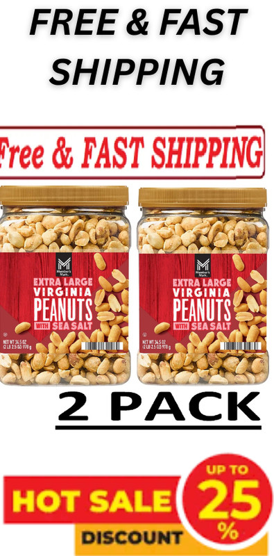 2 PACK – Member’s Mark Extra Large Virginia Peanuts 34.5 oz. (Total 69 oz.)