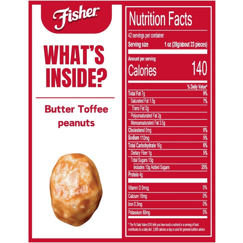 Gourmet Butter Toffee Peanuts, 42oz x 6 Pack