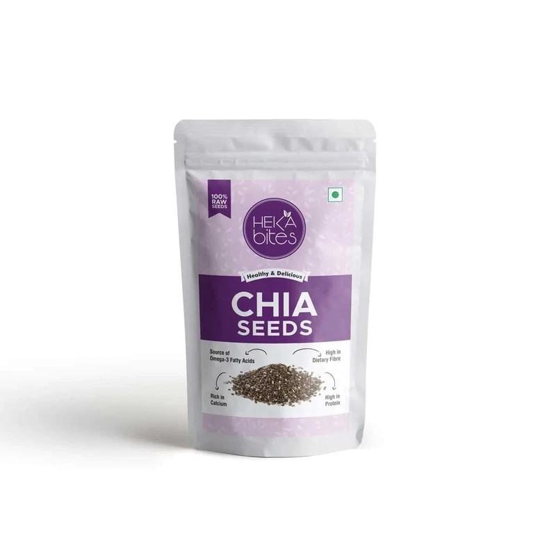 Heka Bites Raw Chia Seeds 250g Rich in Protein, Fibre, Omega 3 & Calcium