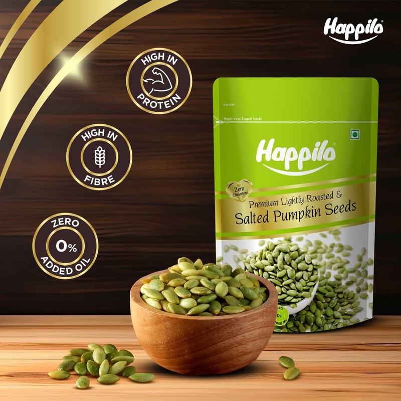 Happilo Roasted Pumpkin Seeds 200g | Premium Lightly Salted, Fiber-Rich Snack gallery
