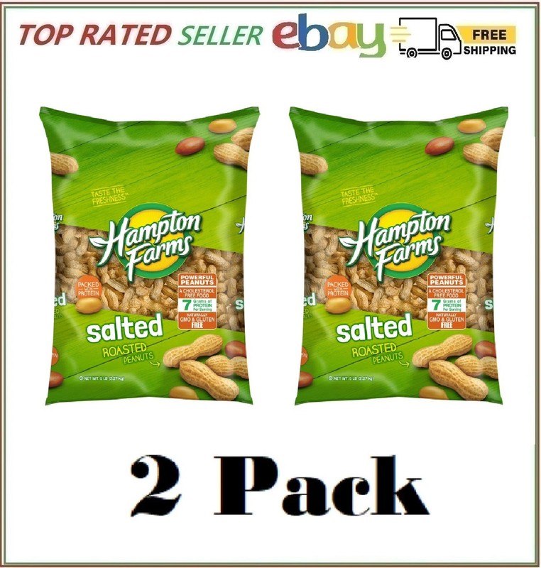 2-Pack Hampton Farms Salted In-Shell Peanuts – 5 lbs. Each. Free Shipping