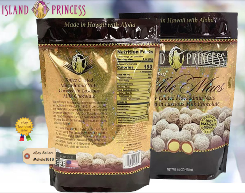 LOT OF 8- Island Princess Toffee Coated Macadamia Nuts 15 oz each made in Hawaii gallery