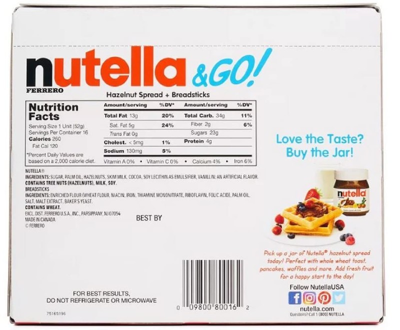 Nutella & Go Hazlenut Spread with Breadsticks Ferrero 16 Pack - 1.8 Ounce Each gallery