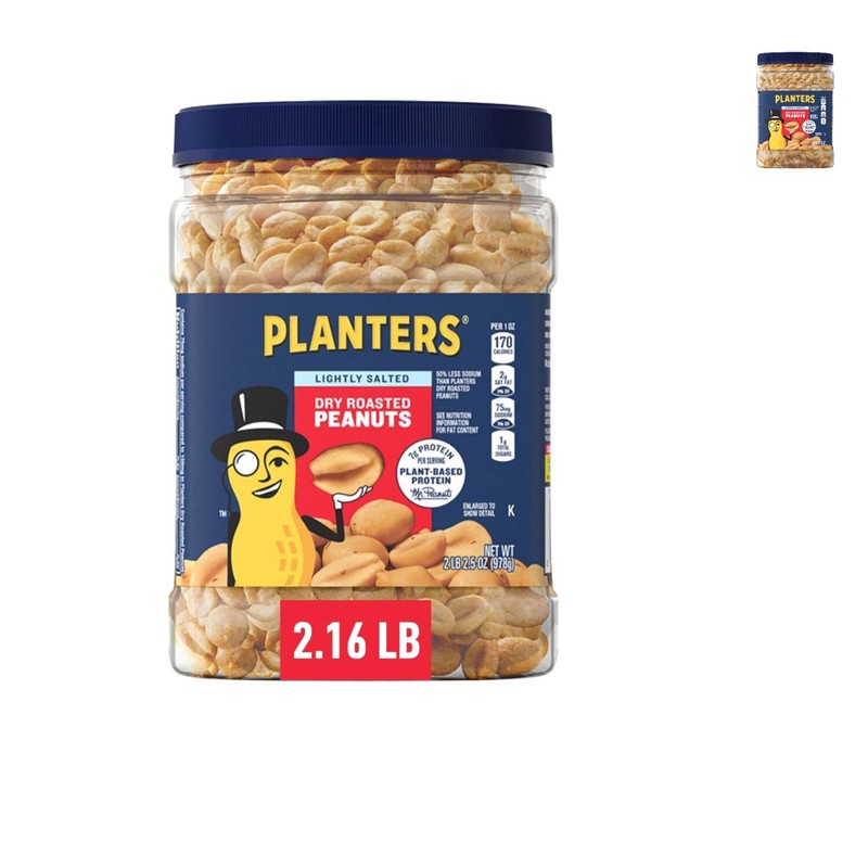 Lightly Salted Dry Roasted Peanuts 6 ct Pack – 2.2 lb Healthy Snack Delight