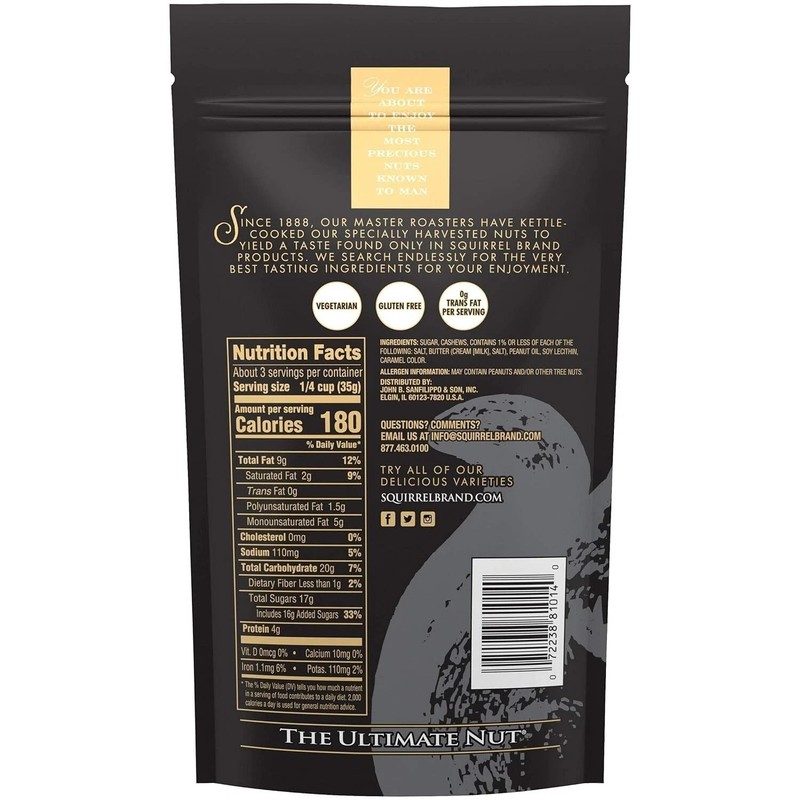 Squirrel Brand Sweet Brown Butter Cashews, 3.5 Ounces Resealable Bag, Gluten gallery