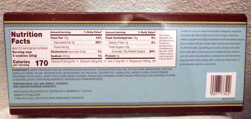 Trader Joe's Dark Chocolate Covered BON BON COOKIES Mousse Center 3.52 oz gallery