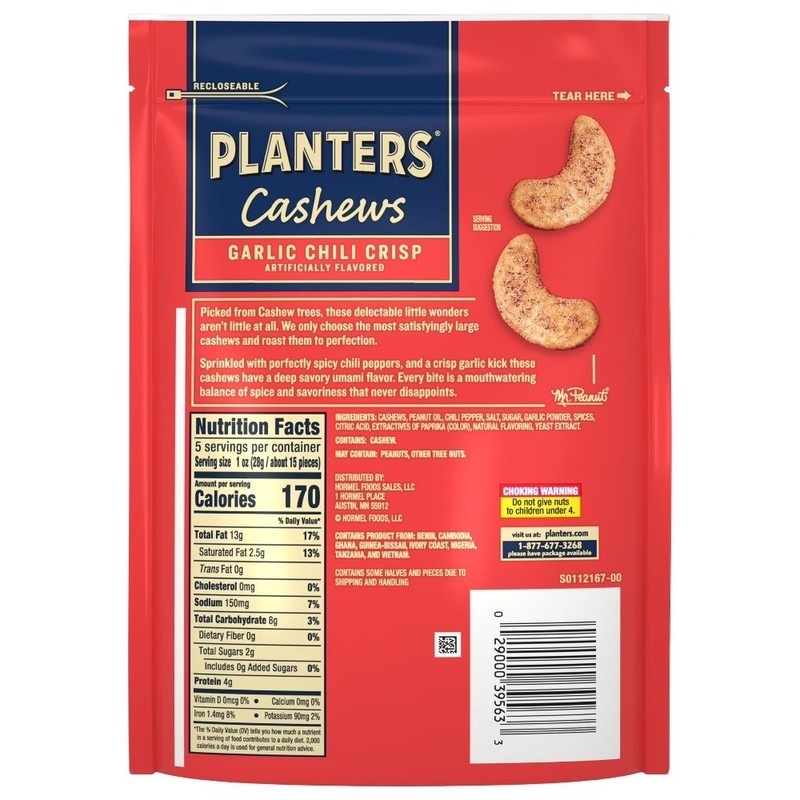 Garlic Chili Crisp Flavored Cashews, 5 oz Resealable Bag gallery