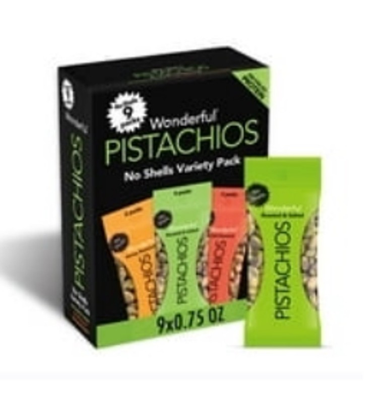 Wonderful Pistachios No Shells, 3 Flavors Mixed Variety Pack of 9 (0.75 Ounce),