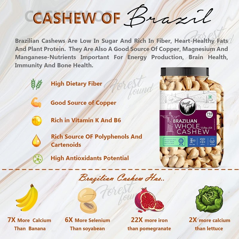 Forest Found Jumbo Cashew Nuts 900g | Premium Whole Kaju Authentic Dry Fruits gallery
