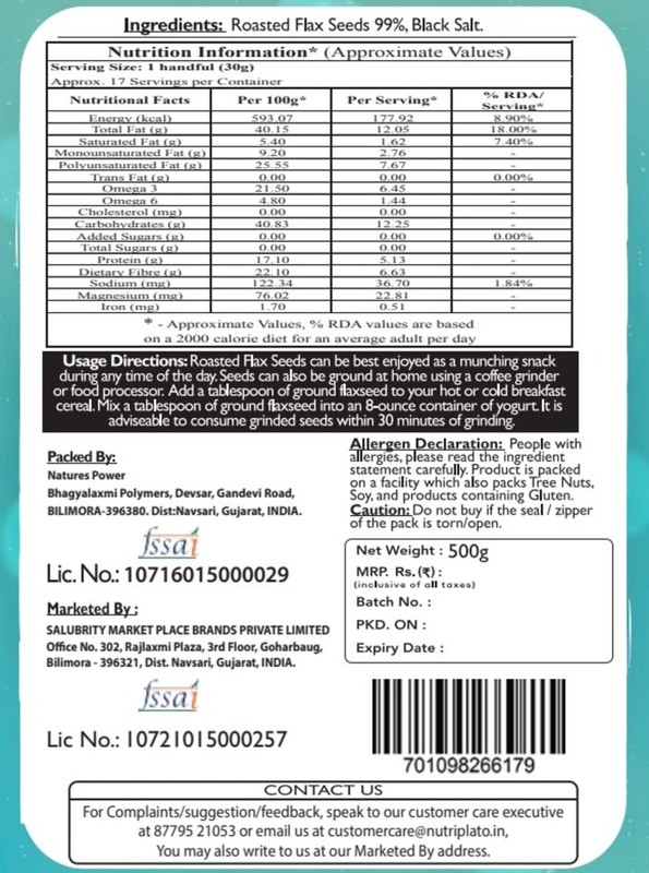 Nutriplato-enriching lives Roasted Salted Flax Seeds | Alsi, 500 g gallery